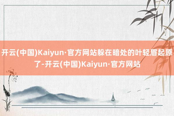 开云(中国)Kaiyun·官方网站躲在暗处的叶轻眉起原了-开云(中国)Kaiyun·官方网站