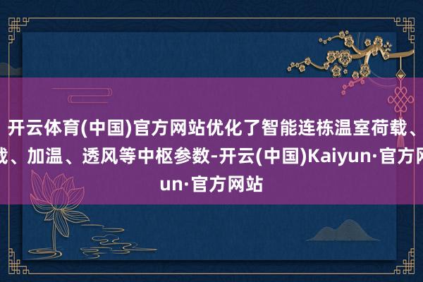 开云体育(中国)官方网站优化了智能连栋温室荷载、风载、加温、透风等中枢参数-开云(中国)Kaiyun·官方网站